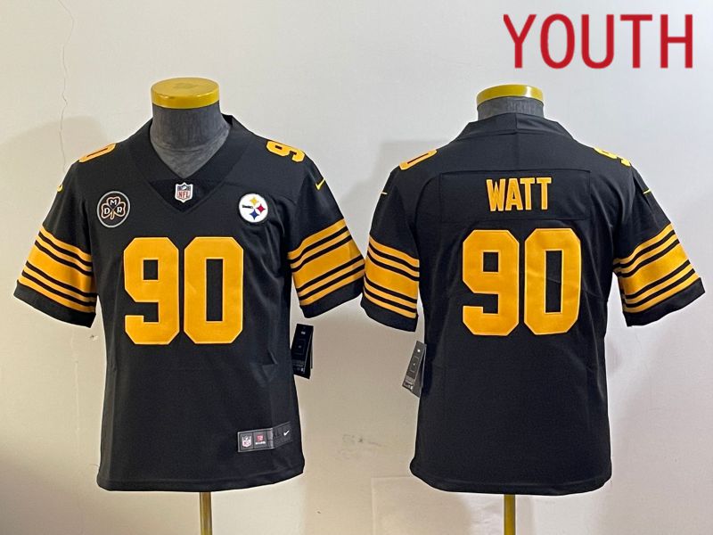Youth Pittsburgh Steelers #90 Watt Black 2024 Nike Limited NFL Jersey style 2->new york mets->MLB Jersey